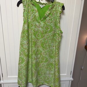 Crown Lime Green Patterned Sleeveless Blouse